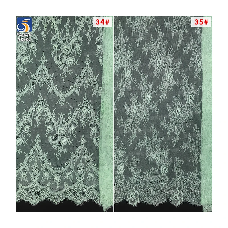 YX902-2 Wholesale Cheap Prices Eyelash Lace Fabric for Clothing Cyan Eyelash Lace Fabric Custom Minimum Order 15 Pieces - 图片 6