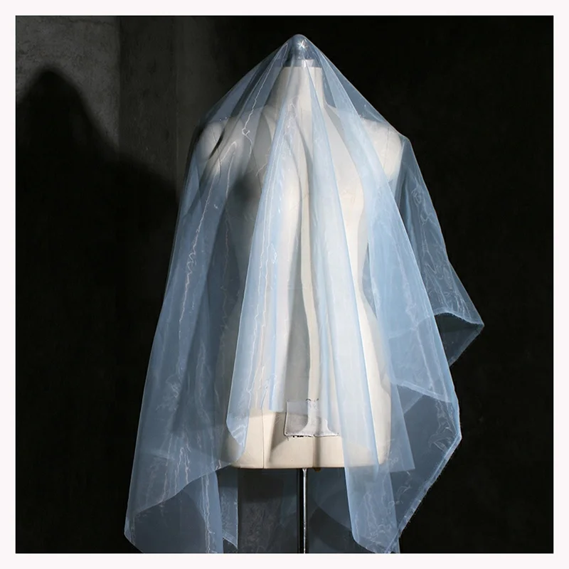 Plain Dyed 100%Polyester Sheer Pure Silk Organza Fabric for Bridal Wedding Dress - 图片 3