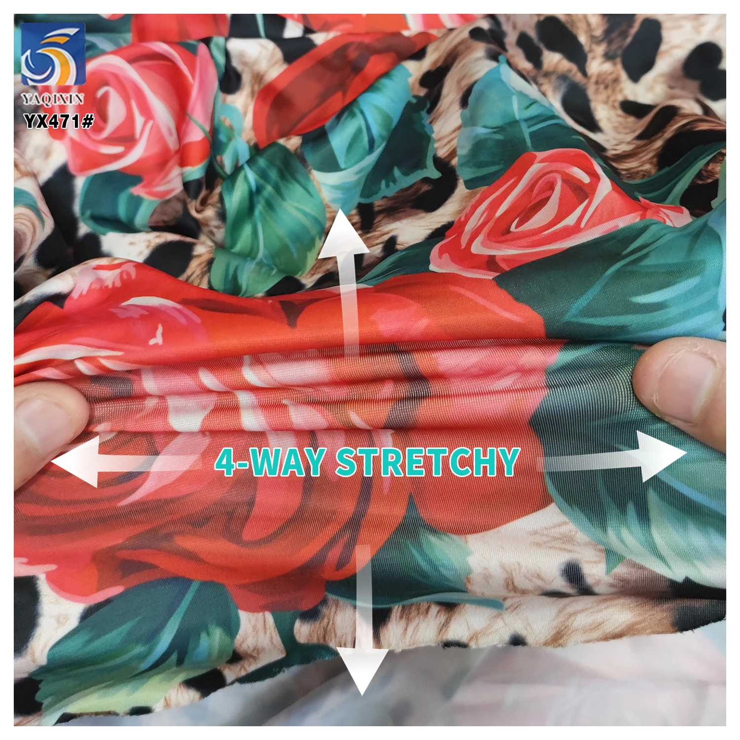 Polyester Spandex Mesh 4 Way Stretch Fabric for Swimsuits Digital Print Flowers Dress 4 Way Stretch Net Mesh Fabric - 图片 6