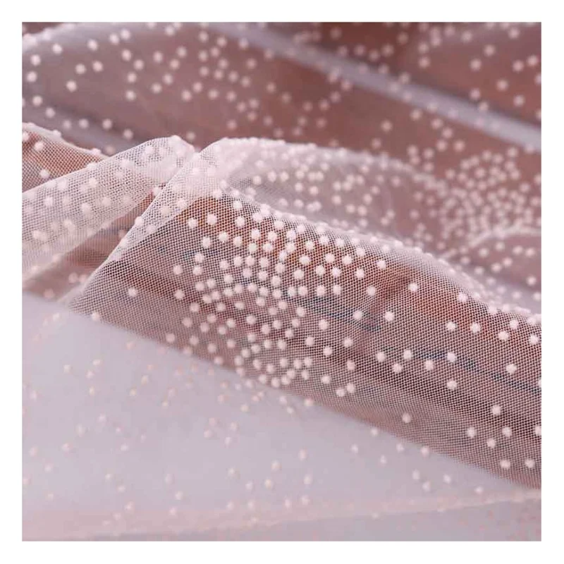 ZRT12 Guangzhou Wholesale Flocked Fireworks Swiss Dot Spots Tulle Fabric Nylon Tulle Textile for Home Decor - 图片 3