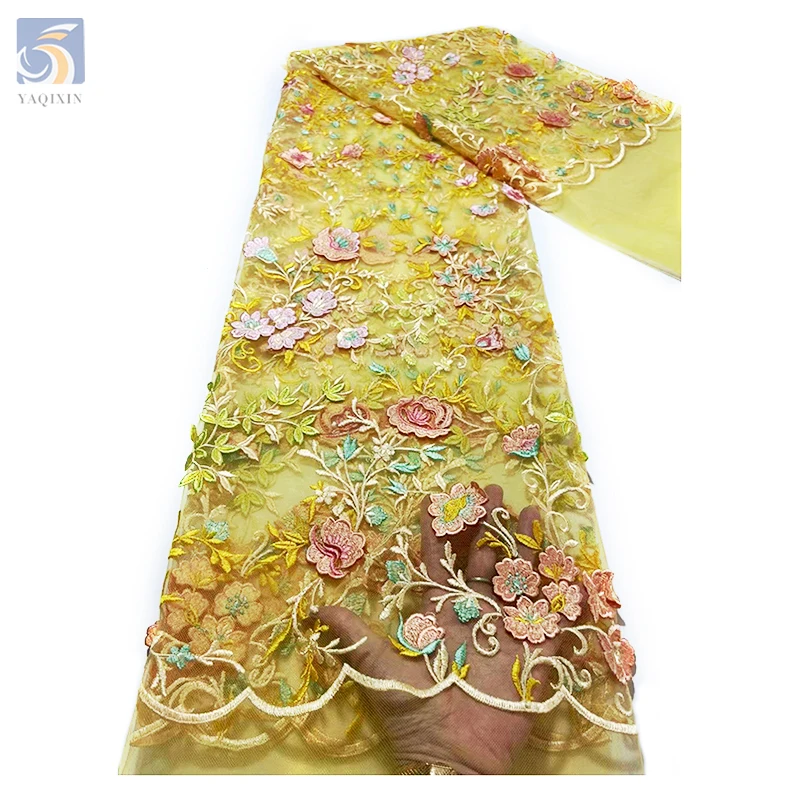 Hot Sale German Fancy Embroidery Tulle Fabric Design Floral Plants Embroidered Polyester Mesh Tulle Fabric for Veil - 图片 3