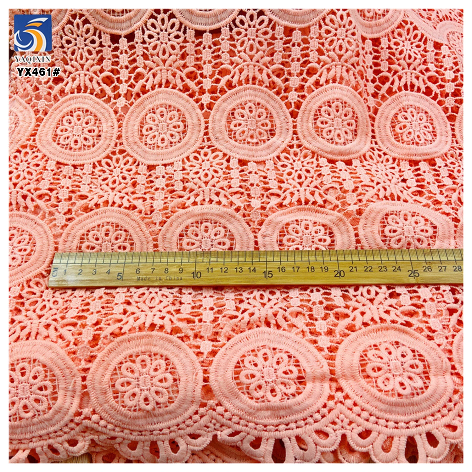 YX461 Solid Color Width 110cm 100 Polyester Lace Fabric Custom Water Soluble Lace Milk Silk Fabric - 图片 6