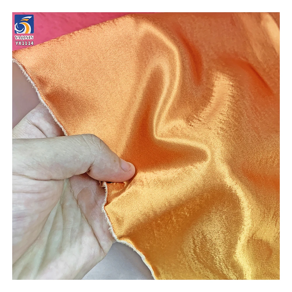 YX1114 160gsm Customized Solid Color Yellow Red Gradient Satin Fabrics Polyester Glossy Ombre Satin Digital Printing Fabric - 图片 5