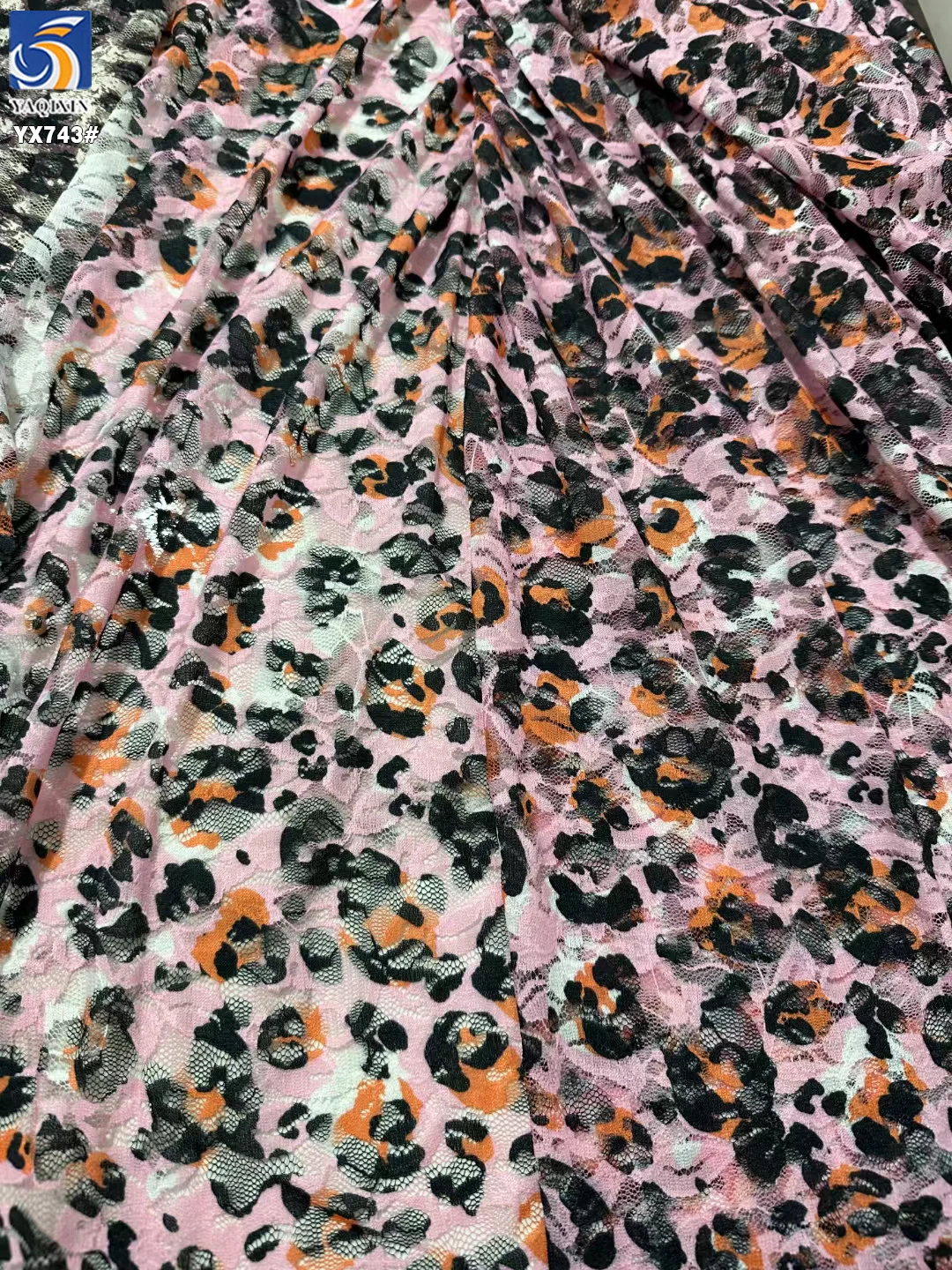 YX743 OEM&ODM Custom Sexy Design Spandex Chantilly Mesh Stretch Leopard Print Lace Fabric Knitted for Lingerie Underwear - 图片 5