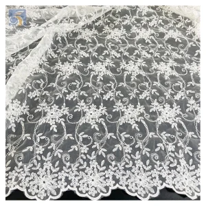 High Quality Pure Cotton French Wedding Lace Fabric Flower Water Soluble Embroidery Mesh Lace Embroidered Fabric