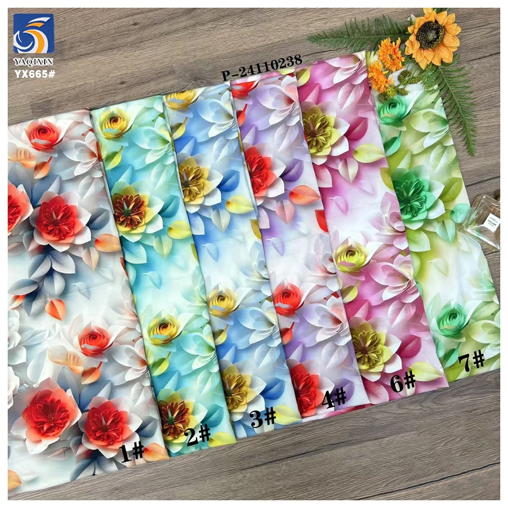 YX665 High Definition 100 Polyester 3D Digital Print Chiffon Florals Fabric for Fashion Women's Dresses Mini Skirts - 图片 3