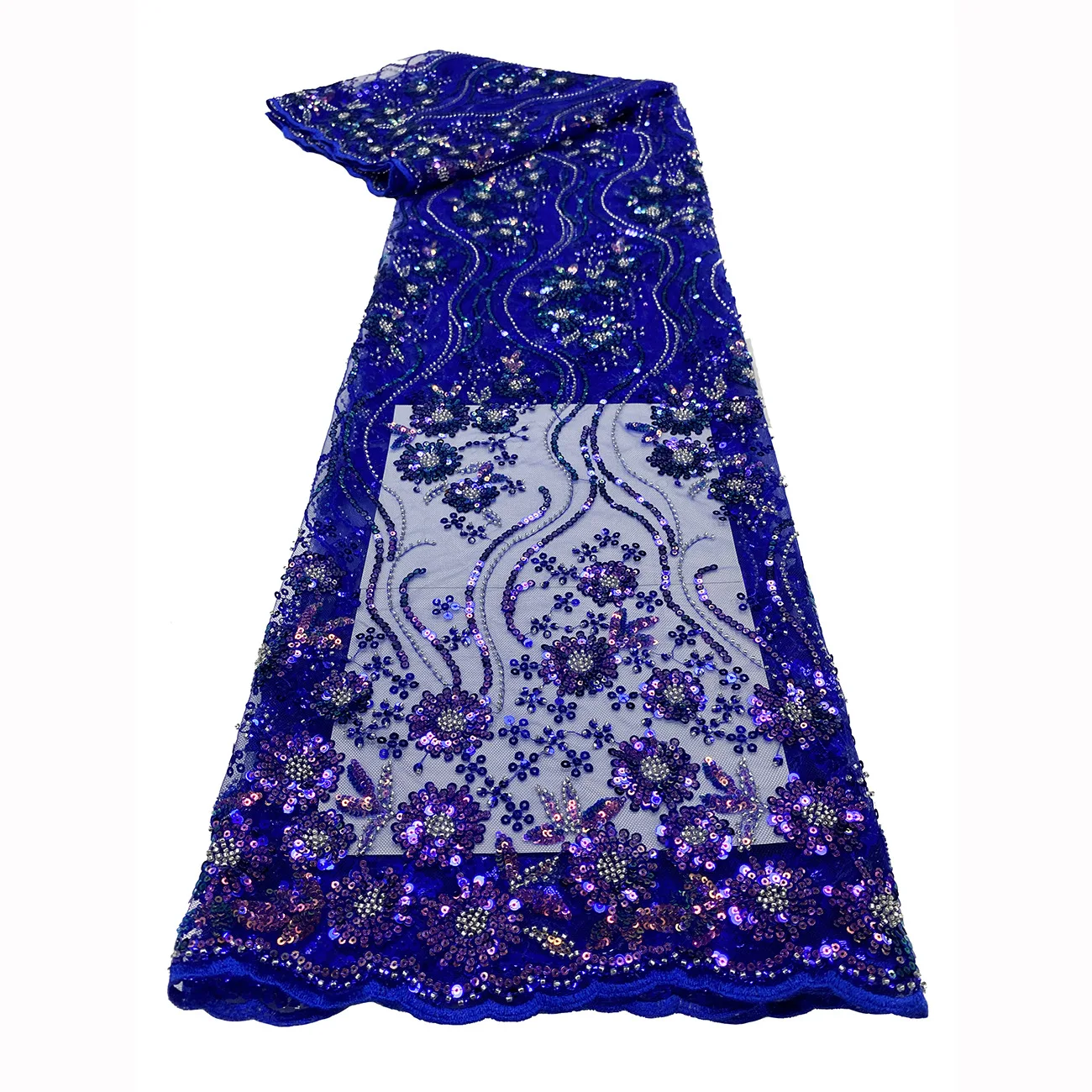 YX2411 Wholesale Luxury Glitter 100%Polvester Mesh Guipure Embroidered Bridal Wedding Party_ace Sequin Africa Fabrics - 图片 4