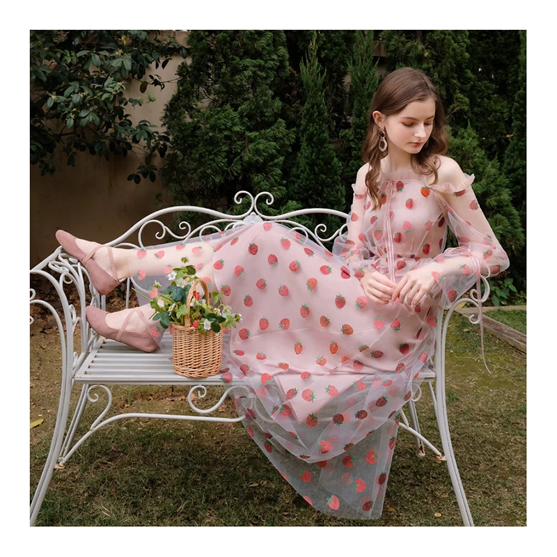 Custom Strawberry Print Nylon Sparkle Mesh Fabric | Wholesale American Net for Girls' Tutu Dresses - 图片 6