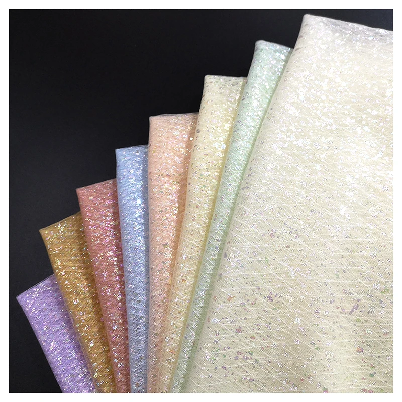 THM009 China Manufacturer Cheapest Wedding Fabric Bridal Knit Jacquard Polyester Golden Glitter Tulle Mesh Fabric - 图片 6