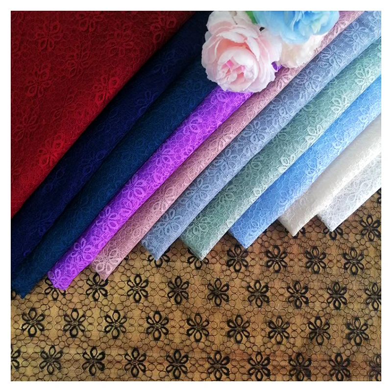 LST27 Hot Selling Beautiful Polyester Chantilly Lace Fabric Jacquard Multicolor Lingerie Fabric With Wholesale Price