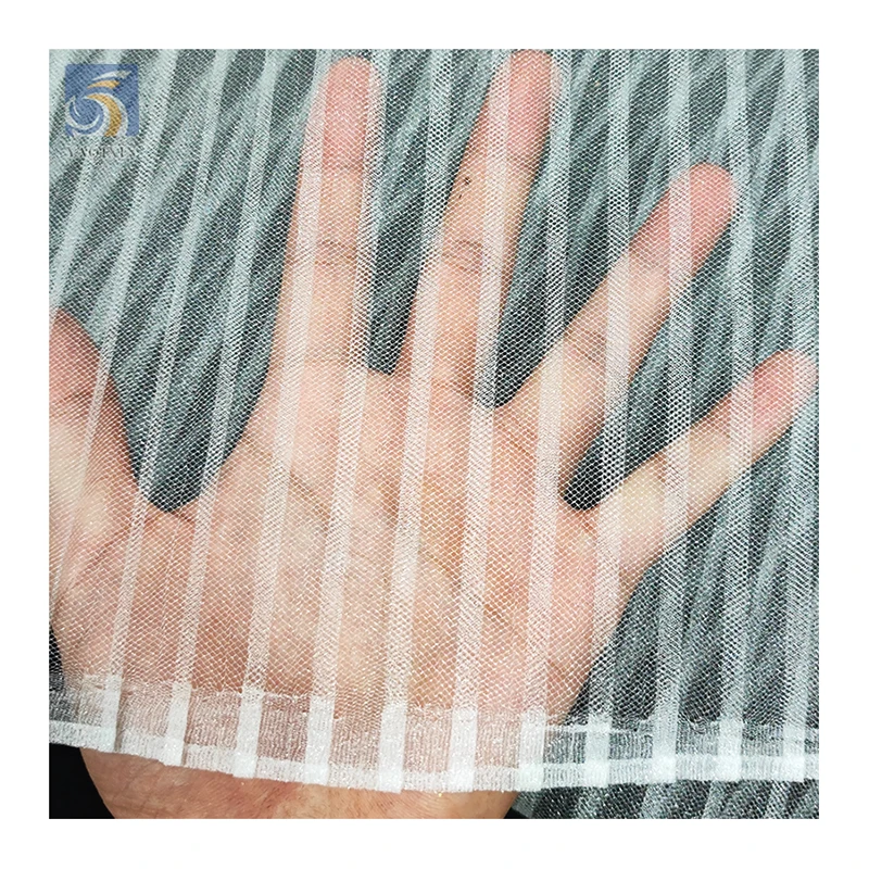 Premium White Wedding Tulle Polyester Spandex Stripe Tulle Mesh Pleated Plisse Stretch Fabric - 图片 5