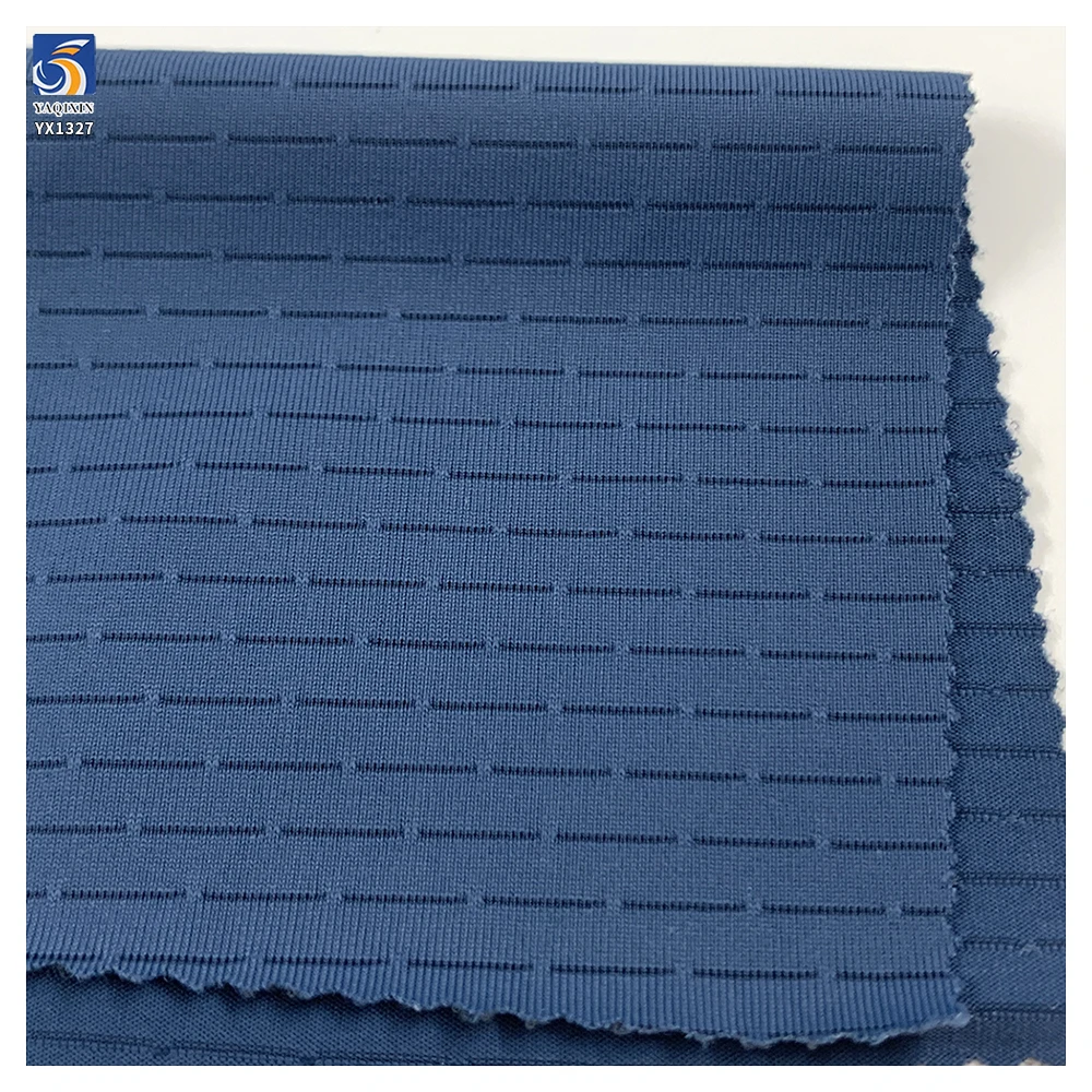 YX1327 China Wholesale Breathable and Sweat-Wicking T-Shirt Sports Fabric Nylon/Spandex Jacquard Striped Knitted Fabrics - 图片 3