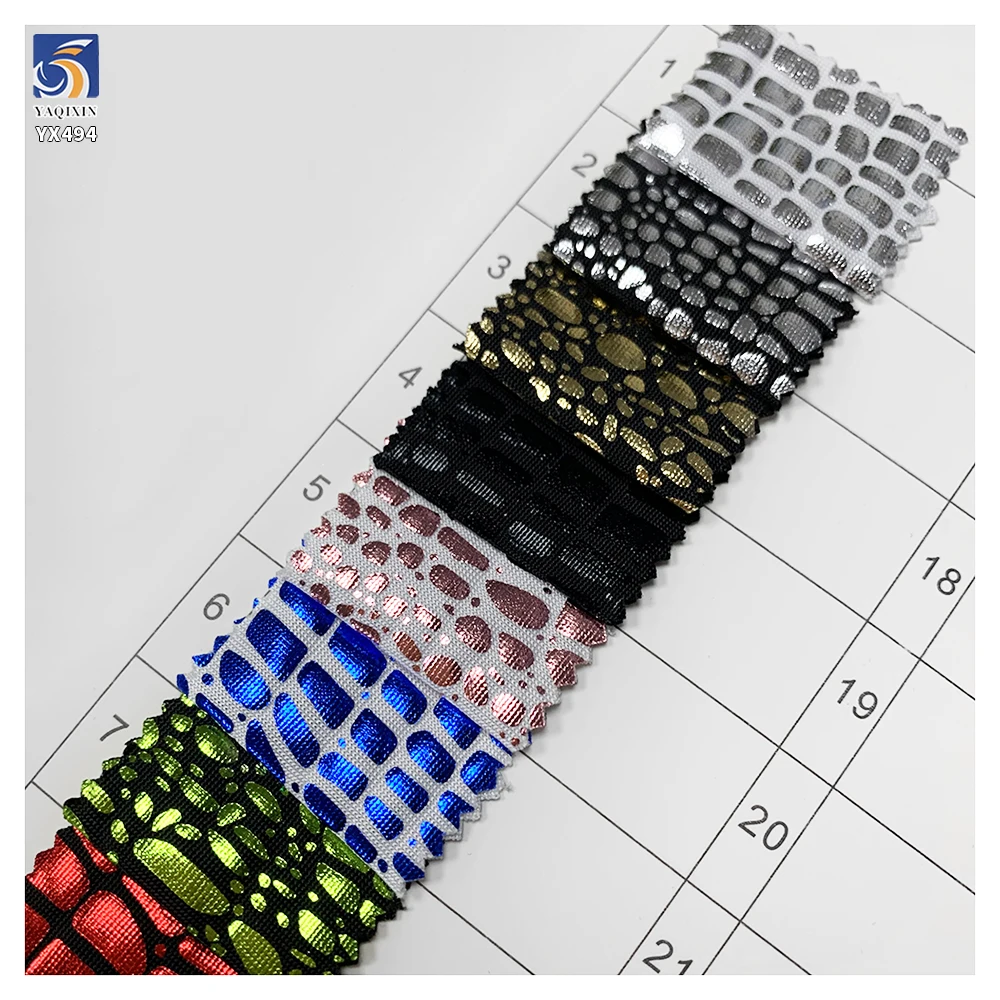 YX494 2024 New Fabric Laser Gradient Polyester Spandex Stretch Shiny Fabric Crocodile Pattern Clothing Luggage Dress Fabric - 图片 5