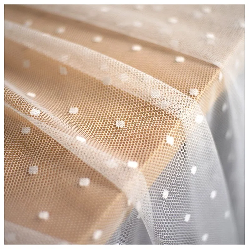 HF2015 Sexy Beauty Stockings Fabric Spandex 4 Way High Stretch Mesh Fabric Swiss Dots Jacquard Lace Mesh Fabric for Lingerie - 图片 2
