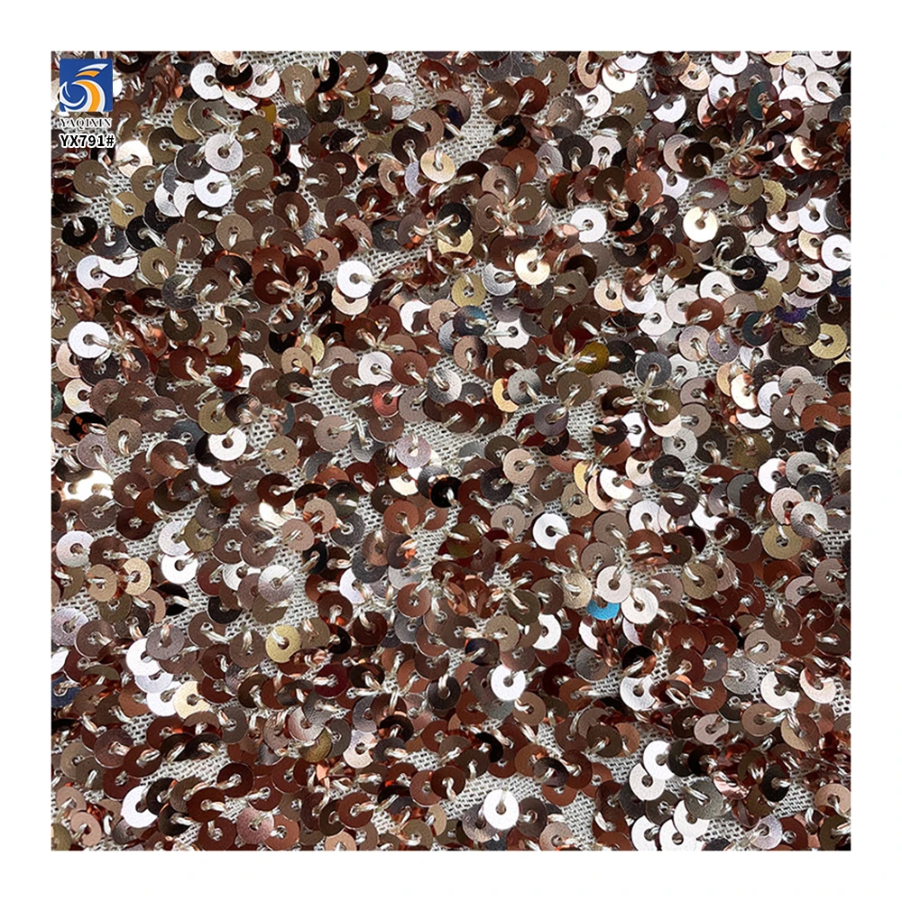 YX791 Customized High Quality 250gsm Elasticity Stretch Dense 3mm Shiny Sequin Fabric for Woman's New Fashion Skirt - 图片 4