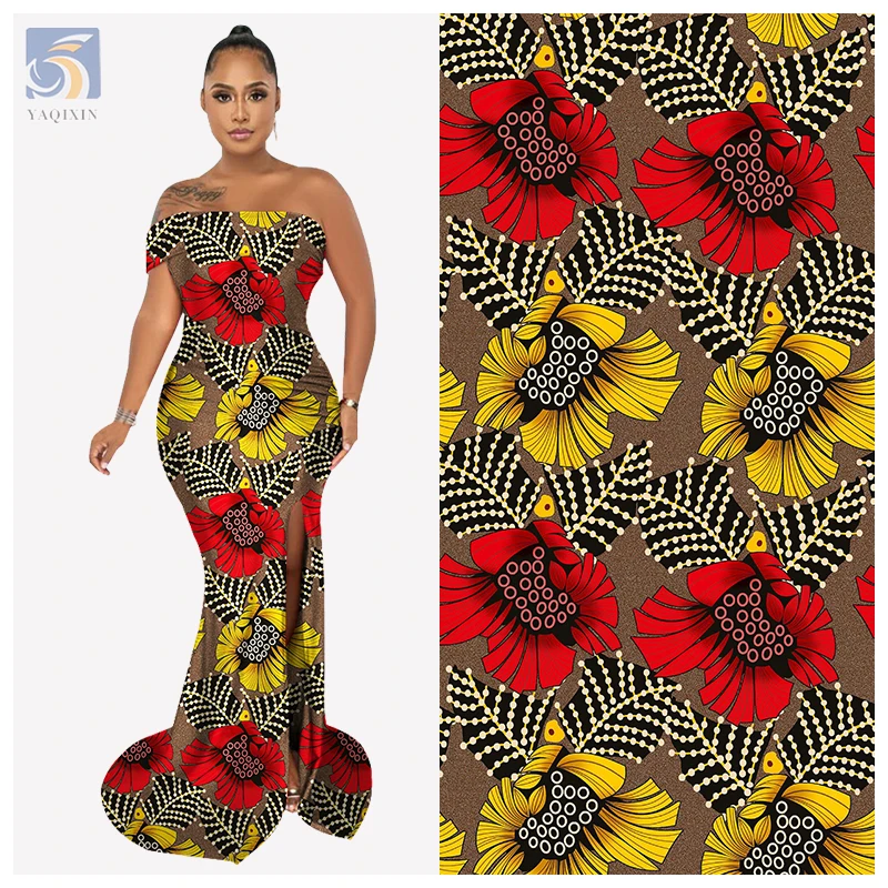 China Manufacturer Custom 100% Polyester Pacific Island Design Fabric Dress Retro Print Your Own Designs on Fabric - 图片 6