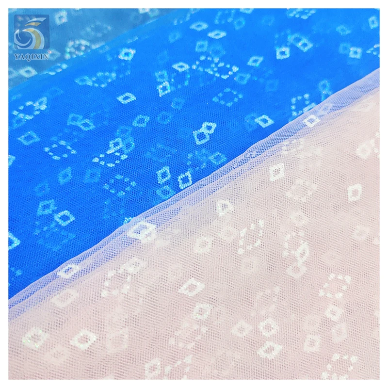 Diamond Shape Design Colorful Glitter Tulle Net Mesh Fabric Wedding Bling Bling Sparkle Bright Drill Tulle Mesh Fabric - 图片 5