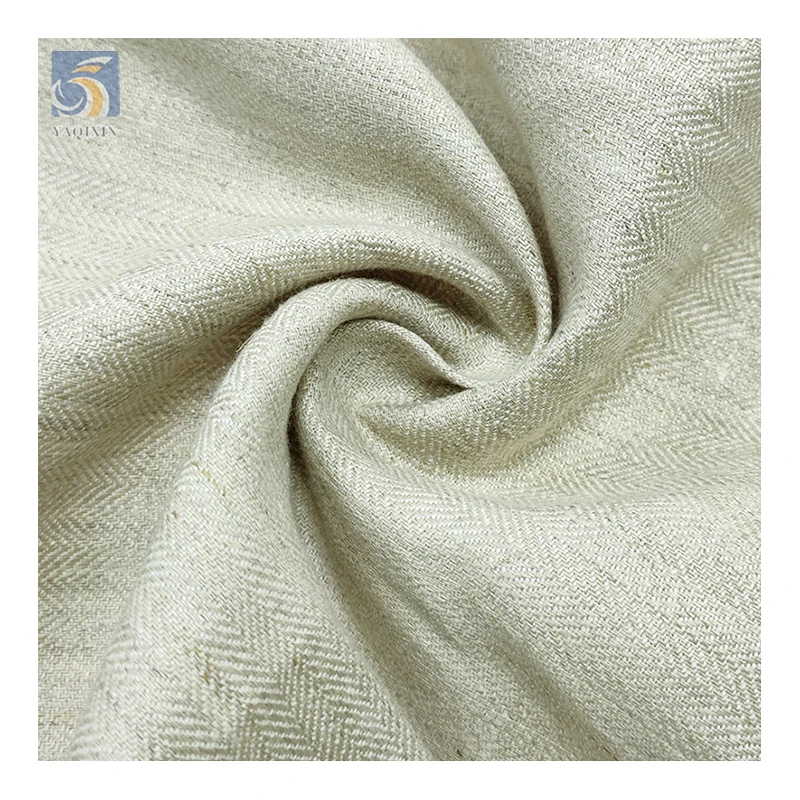 High Quality Herringbone Hemp Cotton Fabric 260gsm Original Color 75/15 Blend Linen/Cotton Fabric for Clothing - 图片 6