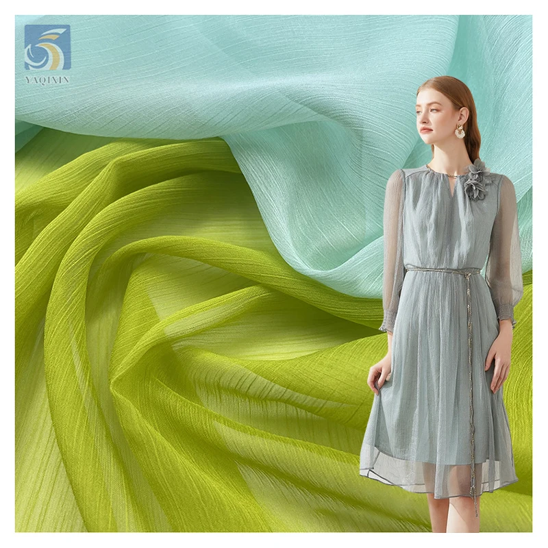 Stock Lot 100% Polyester Crepe Fabric 30D Silk Stripe Wrinkle Crinkle Chiffon Crepe Fabrics for Curtains Clothing