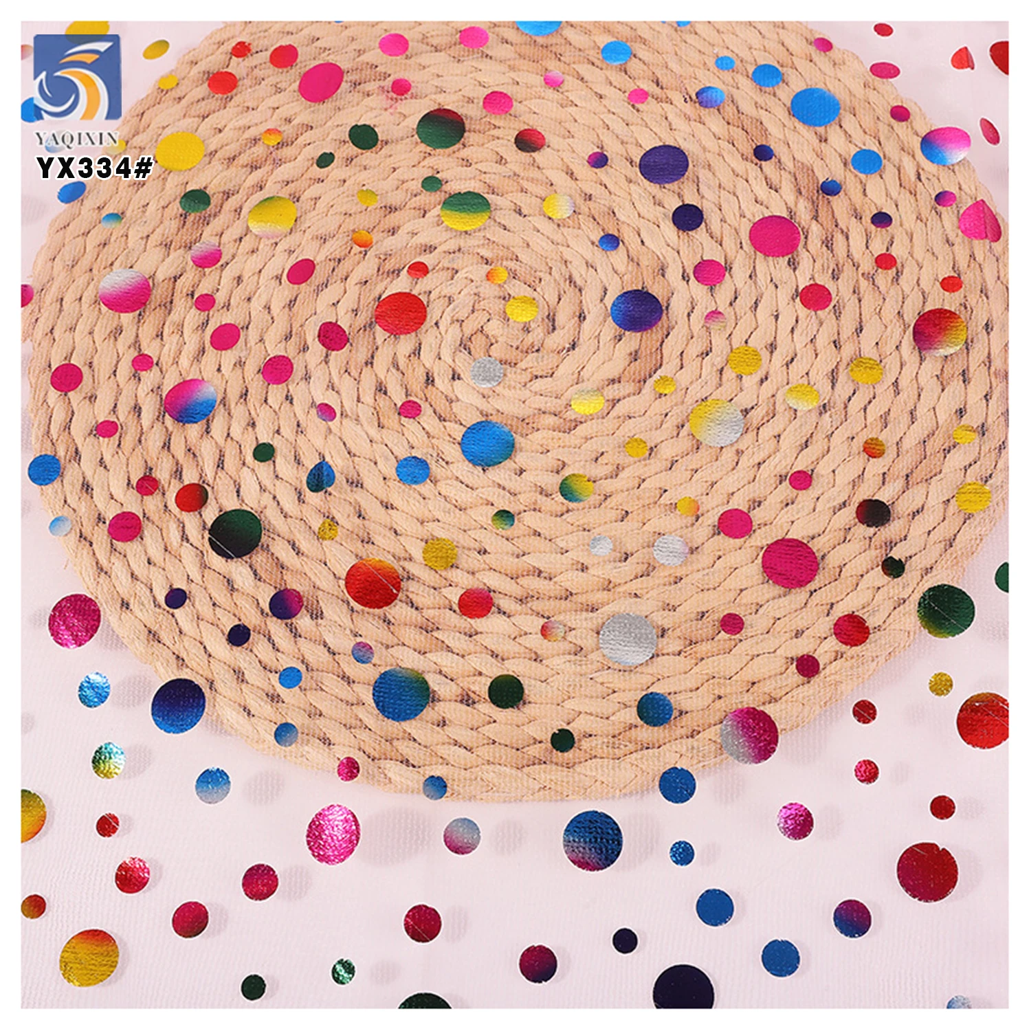 YX334 New Arrivals Polyester Foil Printing Mesh Colored Large and Small Dots Tulle Fabric Ballet Skirt Girls Tutu Fabric - 图片 5