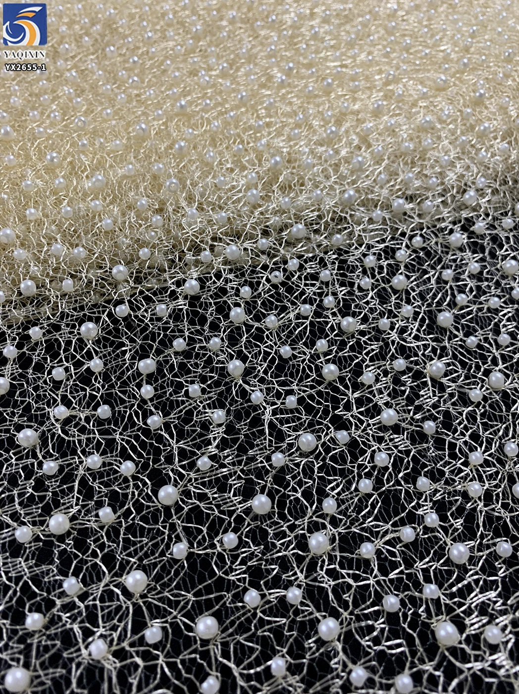 YX2655-1 2025 New Arrival White Bridal Lace Wedding Fabric Embroidery Silver White 3D Beaded Lace Pearl Fabric - 图片 6