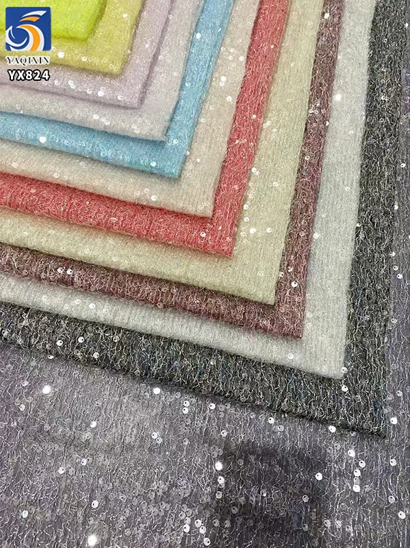 YX824 New Summer Design Silver Thread Double Layer Mesh 6mm Transparent Embroidered Sequins Fabric for Wedding Dress - 图片 2