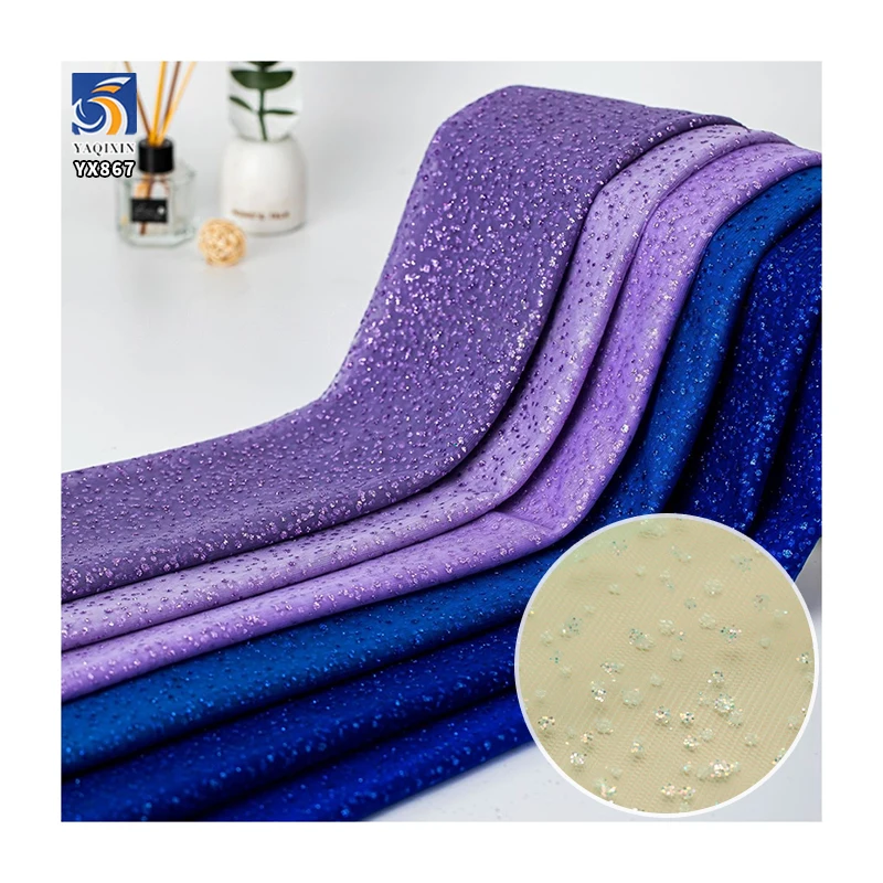 YX867 Plain Net 100% Polyester Sparkle Silver Glitter Dot Tulle Mesh Fabrics for Bridal Dress Veil Tulle Knitted - 图片 2
