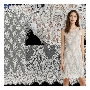 YX1093 15 Yards Handmade Bone Thread Crochet Lace Fabric 2026 African White Wedding Pearls Embroidered Eyelash Lace Fabric