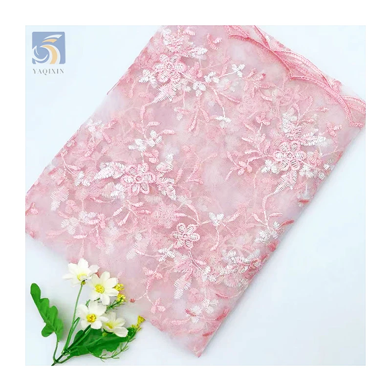 YX2707 Industry Competitive Price Tulle Polyester Embroidery Fabric Floral Lace Fabric for Woman - 图片 4