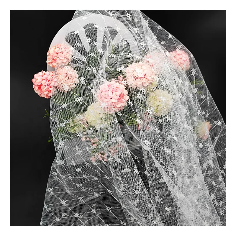Wholesale White Soft Tulle Mosquito Netting Fabric Polyester Mesh Jacquard Fabric - 图片 5