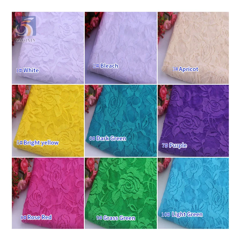 Wholesale Prices Nylon Spandex Multicolor Rose Floral Stretch Chantilly Lace Fabric for Woman Shirt - 图片 3