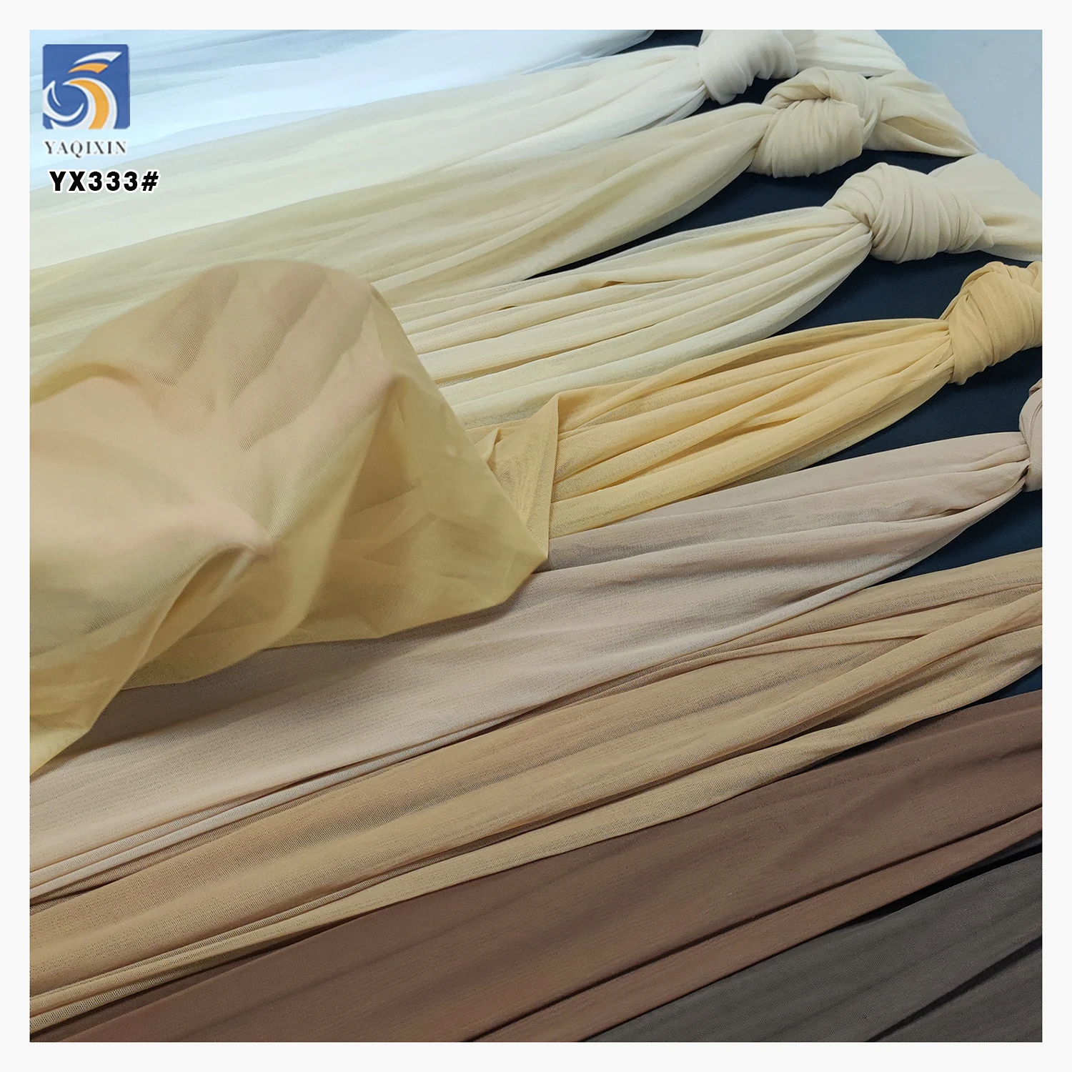 YX442-3 Nude Skin Color Spandex Elastic Tulle Fabric 4-Way Stretch Power Net Mesh for Sportswear and Lingerie Ready-Made - 图片 4