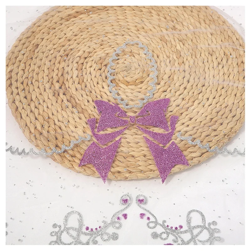 YX2010 Women's Purple Princess Elsa Dress Fabric With Colorful Print and Bow Mesh for Children's Dance Accessories - 图片 6