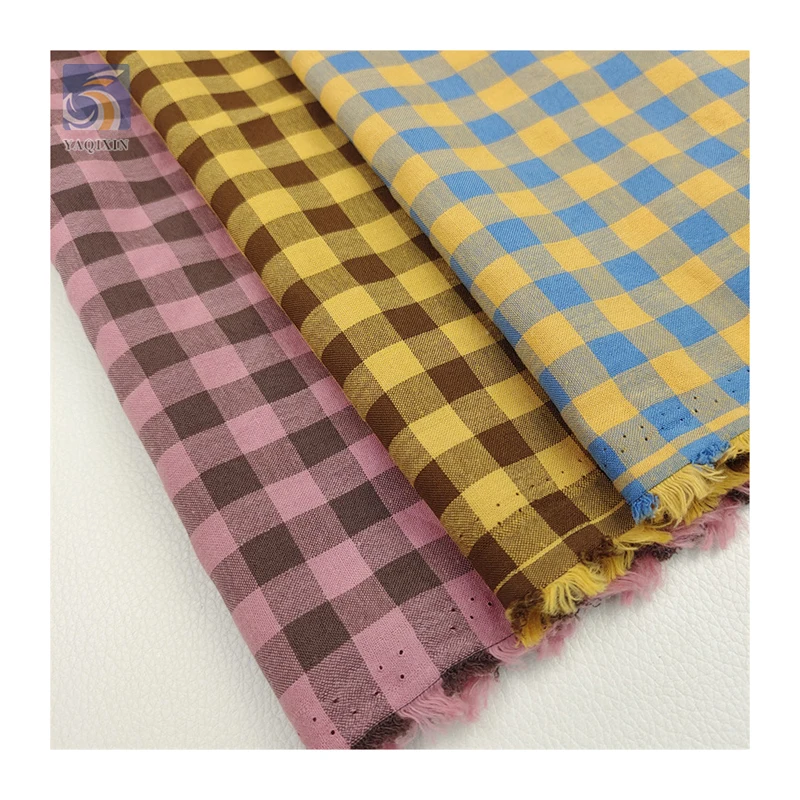 YX2740 High Quality Tear-Resistant 50 Polyester 50 Cotton Fabric Blend Yarn Dyed Checkered Square Fabric for Dress - 图片 6
