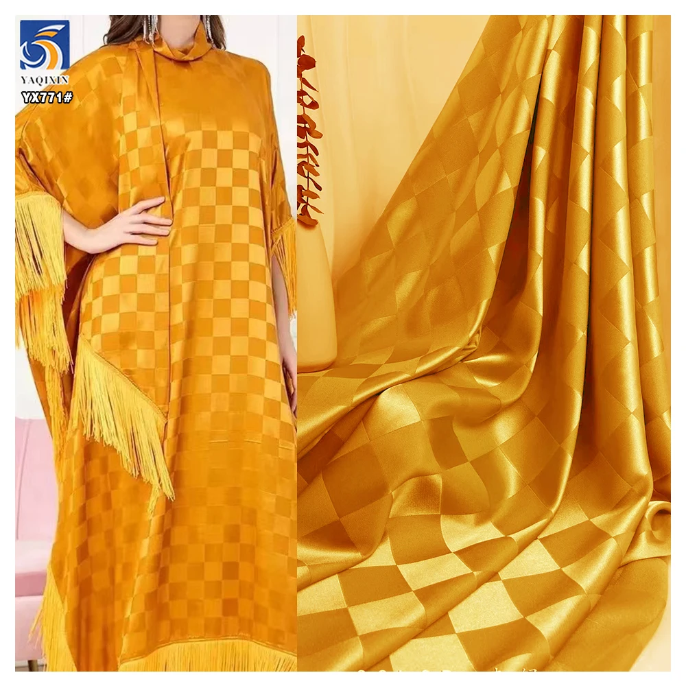 YX771 High Quality 110gsm Polyester Satin Jacquard Checkerboard Plaid Fabric Plaid Fabric for Clothing