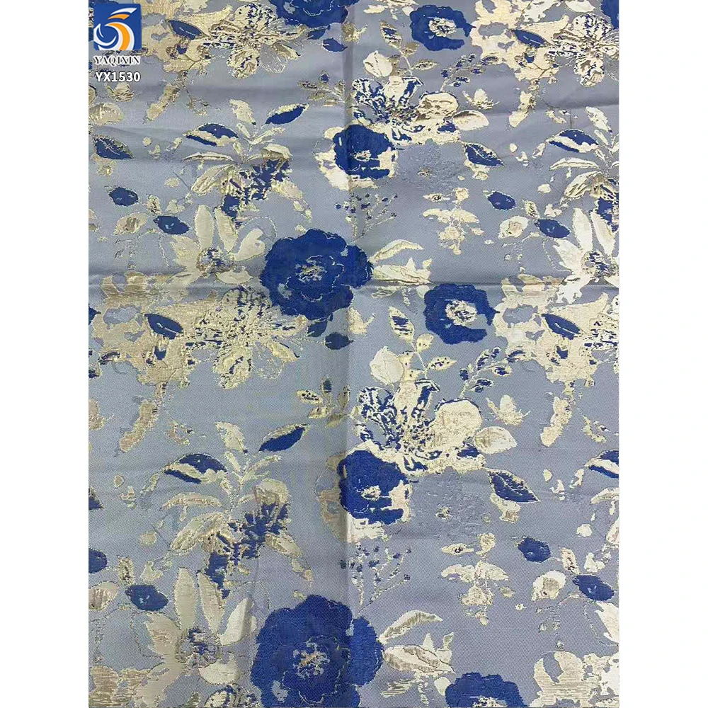 YX1530 Elegant Floral Metallic Yarn Dyed Brocade Fabric for Qipao and Mamian Skirt - 图片 2