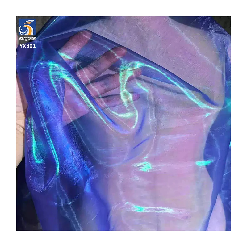YX801 New Fashion Reflective 100% Polyester Woven Sheer Glossy Organza Fabric Dance Dresses Clothing Organza Fabric - 图片 6