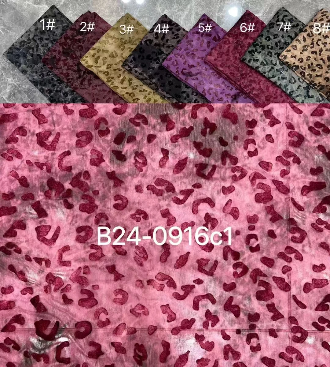 YX634 Latest Design Leopard Print Butterfly Rose Floral Flocked Polyester Fabric Pink Evening Gown Knitted Fabric