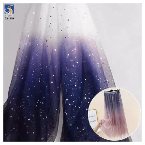 DX145 Wholesale Gradient Glitter Stars Sequin Tulle Mesh Fabric Ombre Stars Tulle Fabric for Girl Dress