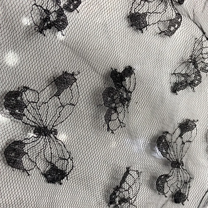 F512 Classic Beautiful Design Tulle Fabric 100% Polyester Jacquard Butterflies Pattern Tulle Fabric - 图片 5