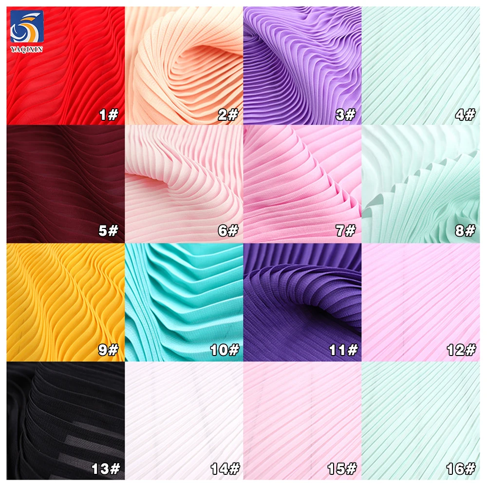 CF22-1 Popular Hot Selling Polyester Pleated Fabric Soft Lightweight Breathable Chiffon Pleated Fabric for Woman's Dress - 图片 4