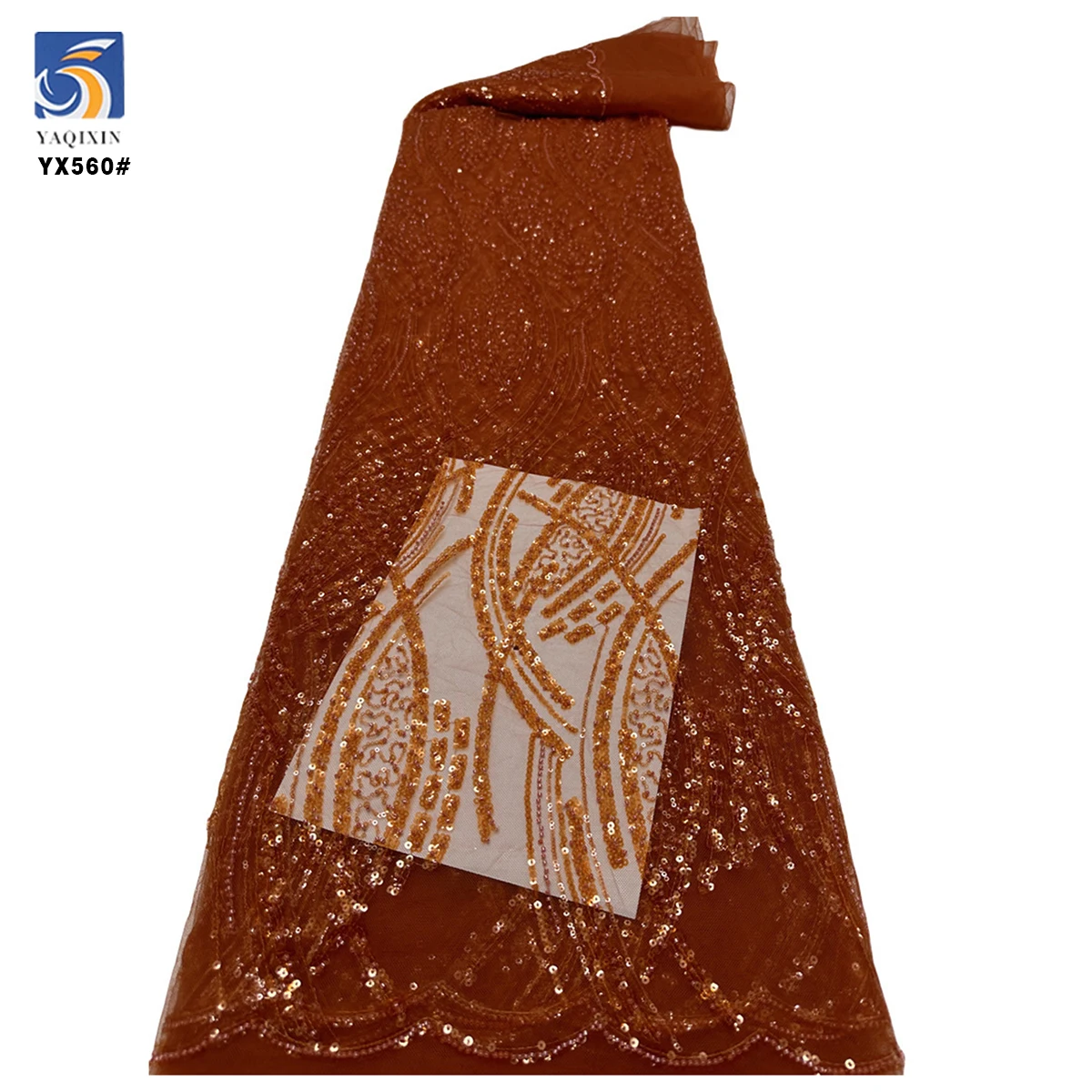 YX560 African Sequin Nigerian Lace Fabric 2025 Glittering Metallic Sequined Lace Fabric for Dance Dresses - 图片 6