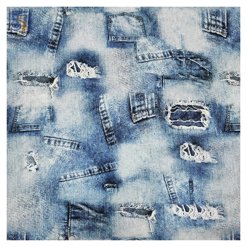 Guangzhou Denim Fabric Manufacturer Custom 100% Cotton Jacquard Printed Denim Fabric for Jacket 280gsm - 图片 4