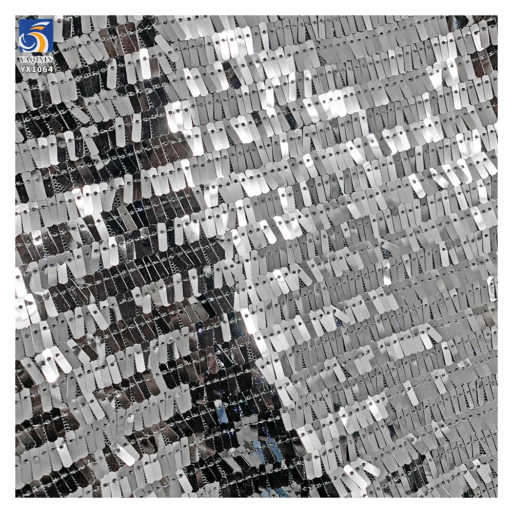 YX852 Cheap Price Width 130cm 300gsm 3x9mm Rectangular Sequin Fabric for Bags,Backpacks,Shoes,Skirts - 图片 2
