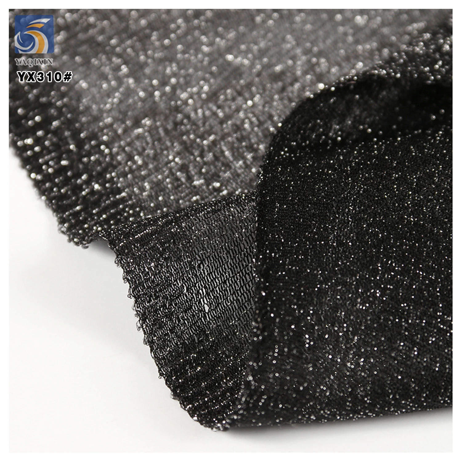 YX310 Good Quality 92 Nylon 8 Spandex Silver Thread Glitter High Elastic Knitted Mesh Fabric Soft 4 Way Stretch Mesh Fabric - 图片 5