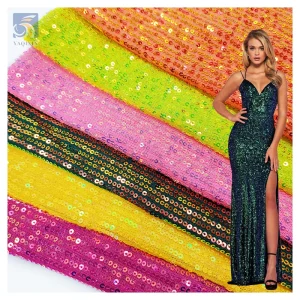 High Quality Sparkling Shiny Sequin Fabric 4 Way Stretch Stripe Sequin Fabric Glitter Wedding Dress Fabric