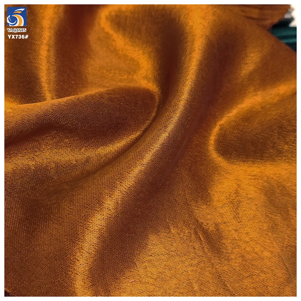 YX736 High Quality Brown 100 Polyester African Dress Fabric Liquid Acetate Satin Glossy Fabric for Clothing Woven - 图片 3