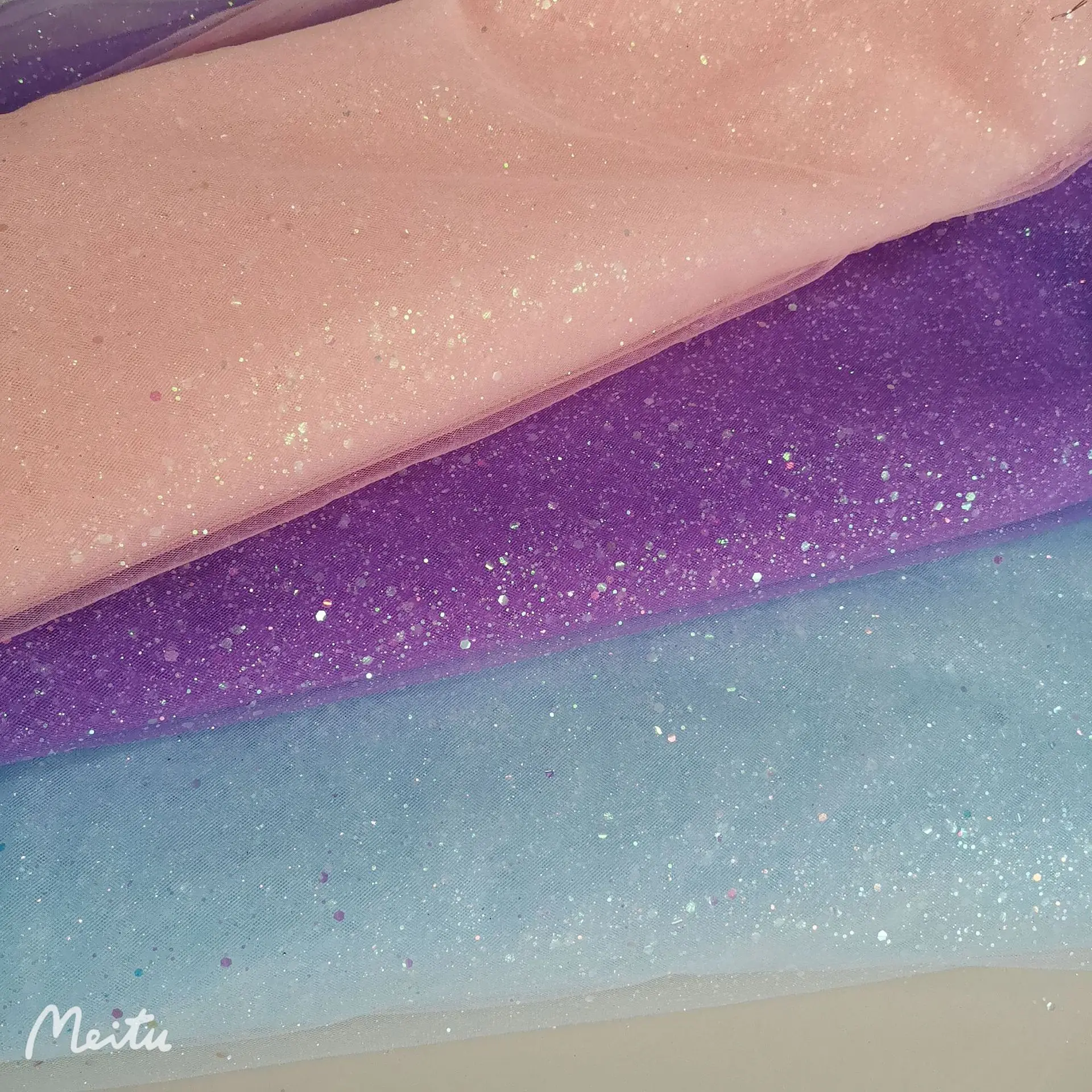 Ready-made Wholesale rainbow Sequins Glitter Dust Tulle Can Be Used for Wedding Dresses and DIY Decorations - 图片 6