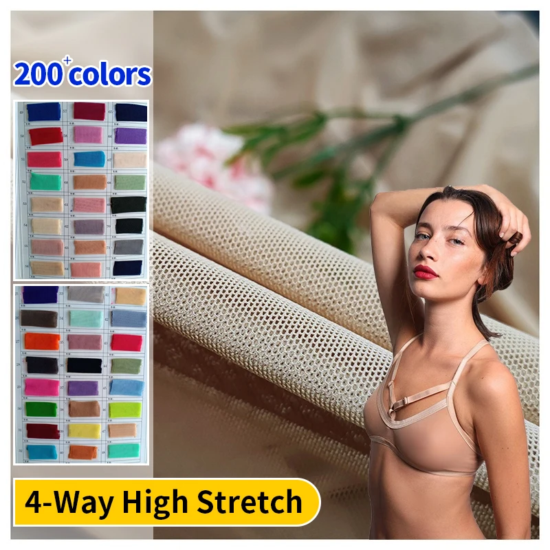 Custom Knitted 4-Way Stretch Sport Power Net Mesh Fabric 92% Polyester 8% Spandex Breathable for Yoga Lingerie Sportswear - 图片 4