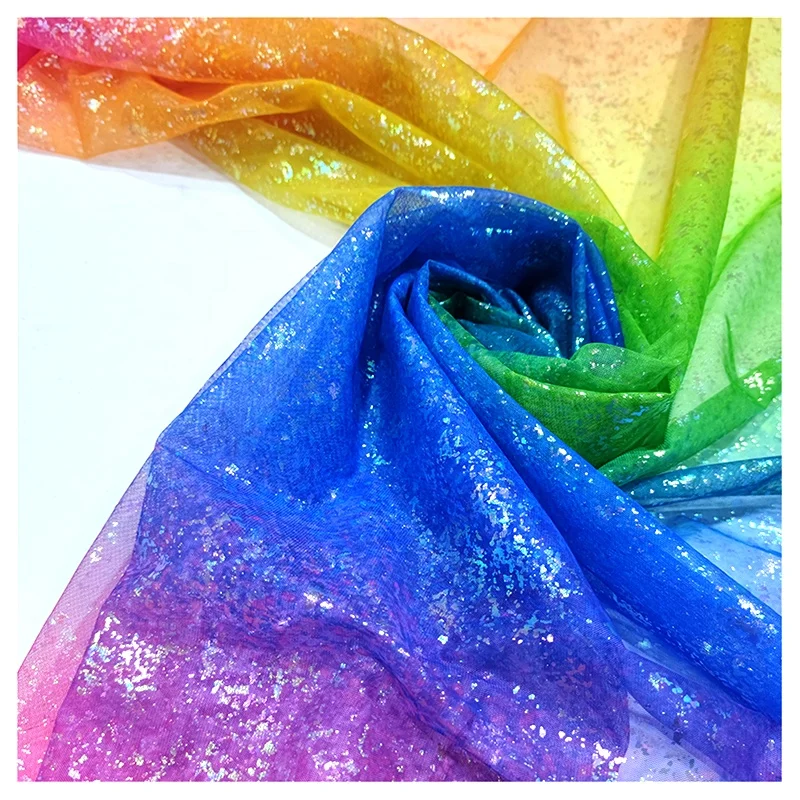 YX2047 Superior Quality Rainbow Tulle Fabric Colorful Fabric for Tulle Dress - 图片 3